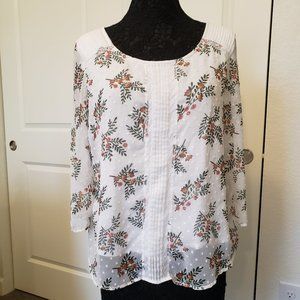 LC Lauren Conrad White Floral Blouse
